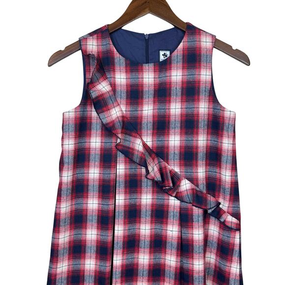 Busy Bees NWT Tatum Plaid Ruffle Sleeveless Pleated A-line Jumper Shift Dress - Picture 3 of 6